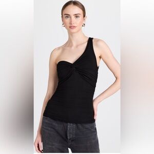 Agolde Domino One Shoulder Top Black NWT